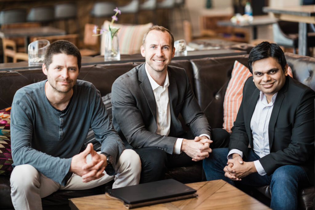 Aionics founders (from left to right Drs. Lenson Pellouchoud, Austin Sendek, and Venkat Viswanathan)